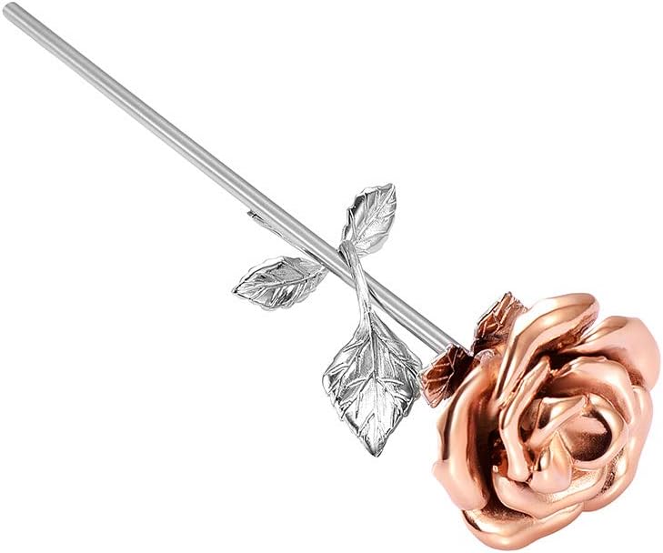 Yinplsmemory Cremation Keepsake Urn for Ashes Holder Stainless Steel Rose Flower Long Stem Ashes Locket Keepsake Memorial Jewelryfor Ashes for Women