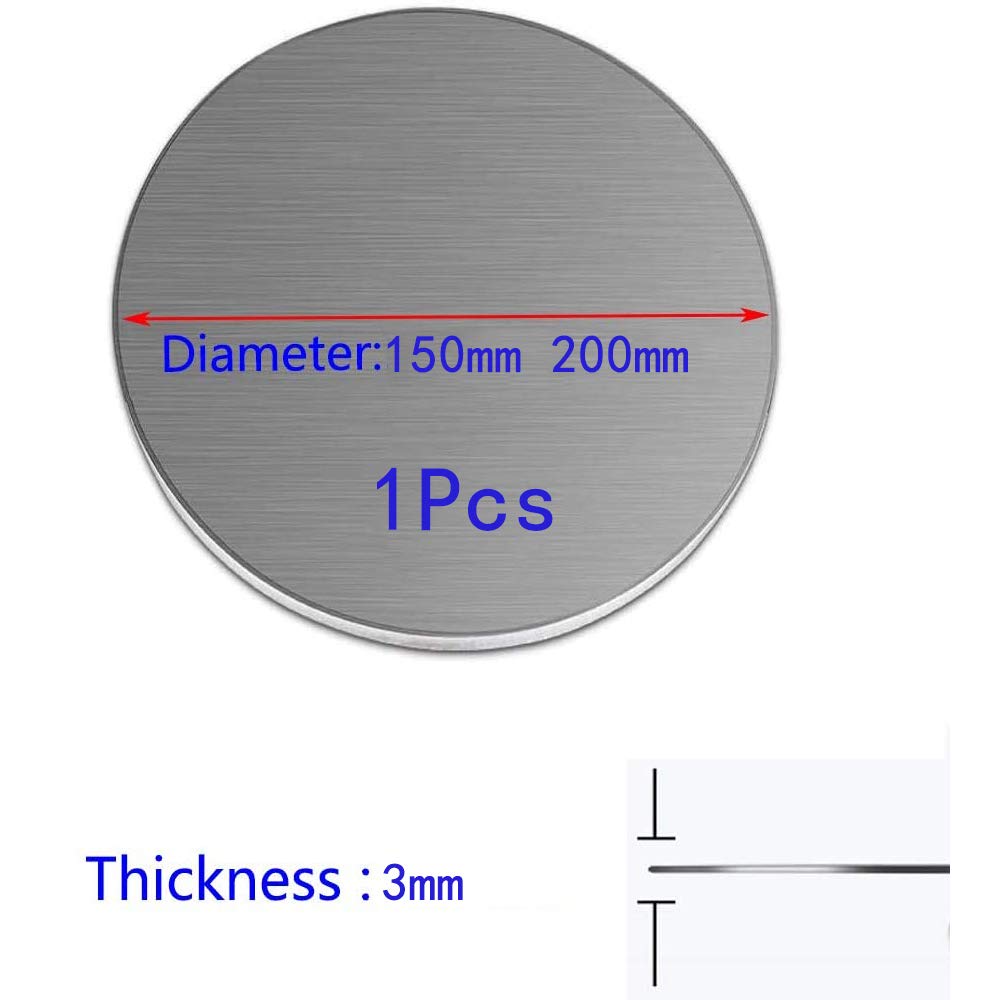 Metallplatte 3er-Pack runde Edelstahlscheiben 150 mm 200 mm