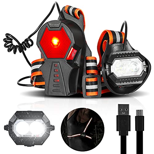 CHIMONA Lauflicht mit Reflektor, USB Wiederaufladbar Lauflampe Joggen, 500 Lumen LED Licht Laufen, 3 Lichtmodi Brustlicht mit Rückwarnleuchte, Wasserdicht Brustlampe zum Joggen Angeln Cover