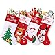 SHAVINGFUN Weihnachtsstrümpfe, 4er-Pack, Cartoon-Weihnachtsmann, Elch, Schneemann, Weihnachtsbaum, personalisierte Weihnachtsstrümpfe zum Aufhängen für den Weihnachtsbaum, Familiendekoration