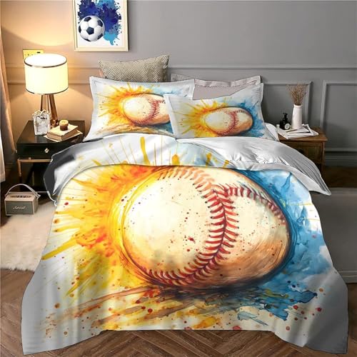 Parure de lit baseball 3D 135x200 microfiltre housse de couette - 6