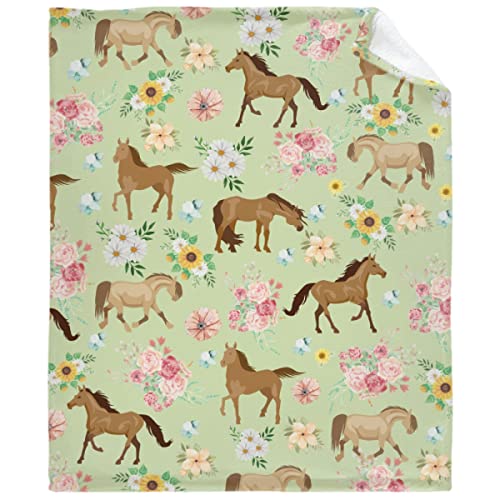 Darani Horses Floral Horse Breeds Farm Animal Lightweight Super Soft Cozy Throw Blanket Warm and Lightweight Soft Flannel Blankets 40x30 XSmall for Puppy Bed Blanket