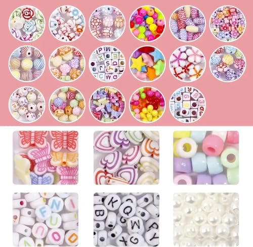 Image of MAGHROLA Beads Kit for Kids - Colorful Bracelet Beads Set with Clay Charms | DIY Jewelry Making Kit for Girls, Women | Arts & Crafts Bead Kit with Pony Beads, Plastic Beads | Gift Box Set (Pack of 1)