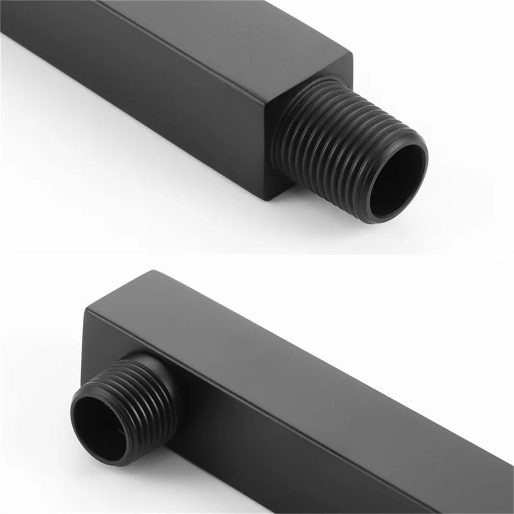 16 Inch Black Shower Head Extension Arm 40CM Stainless Steel Square Fixed Tube Pipe For Bathroom Showerhead Accessories