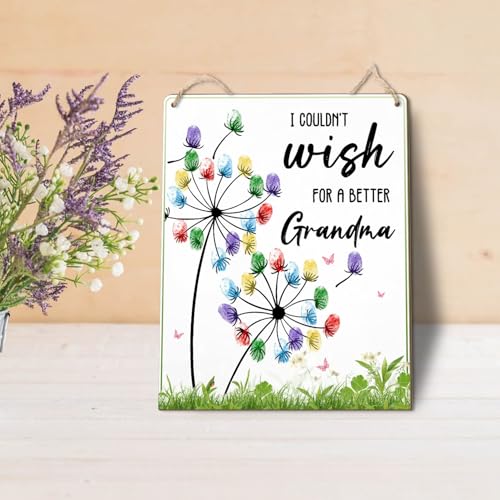 Dandelion DIY Custom Mothers Day Gift for Grandma Fingerprint Sign, Finger Prints Grandma Craft for Baby, First Mothers Day for Grandma, Memory Keepsake Kids Activity PreK Preschool (Wish Grandma)