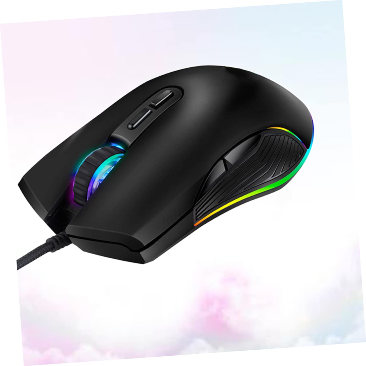 Ratón Gaming USB-c de 7 Teclas Iluminación RGB para PC | Óptico Profesional, Negro Abs Mate, 800/1200/1600/3200 Dpi, Plug Play para Ordenador y Portátil