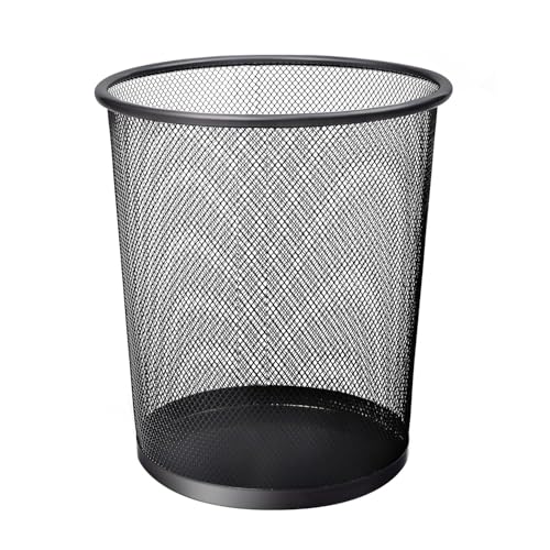 Best House Round Metal Mesh Bin, Metal Trash Bin, Wastebasket Bin, Waste Paper Bin Lightweight and Sturdy Rubbish Bin Ideal for Kitchen Home Office Living Room Desk Bedroom (Gray, 1PC)