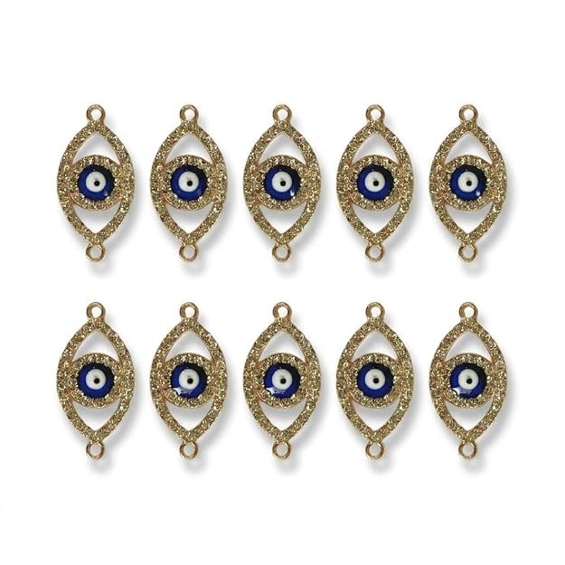 Hamsa Hand Evil Eye Charms, Gold Metal Finish, for Jewellery Making, Handmade Rakhi and Craft Embellishments, 10 Pieces-image-13