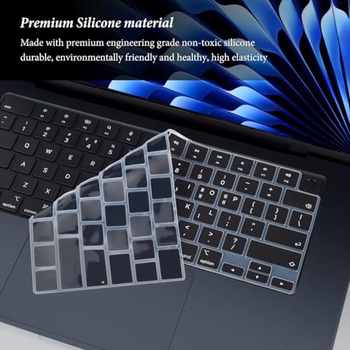 Casedao Korean Keyboard Cover For Apple 2024 2023 Macbook Air Laptop With M3 M2 Chip 15.3-Inch A3114 A2941,Macbook Air 13.6 Inch A3113 A2681 Keyboard Skin,Macbook Air 15 Inch 13 Inch Keyboard Protector-Black thumb #3