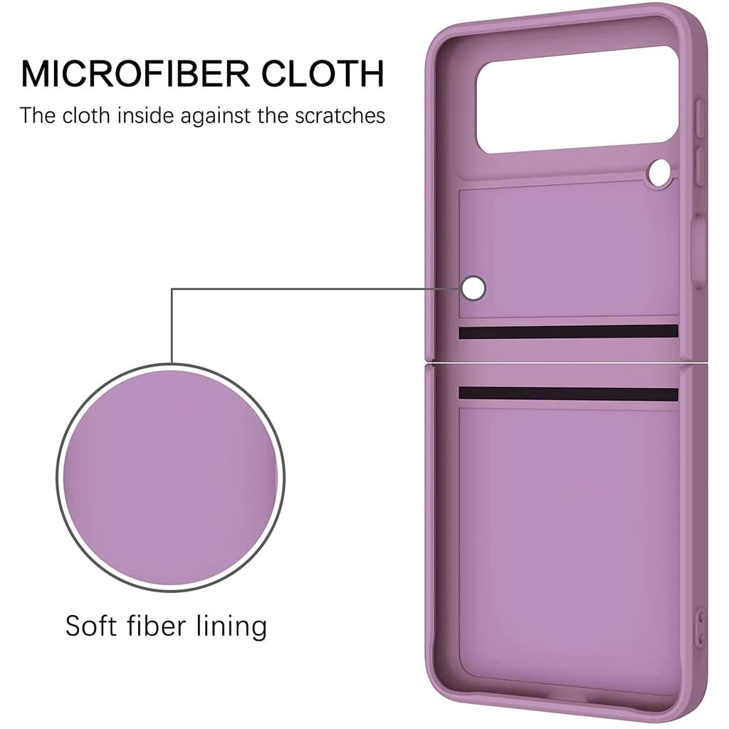 Keyihan Cover Compatibile con Samsung Galaxy Z Flip 4 con Supporto Anello a 360°Lanyard Cinturino da Polso Silicone liquido morbido Custodia Antiurto AntiGraffio Flessibile Slim (Sakura Purple)
