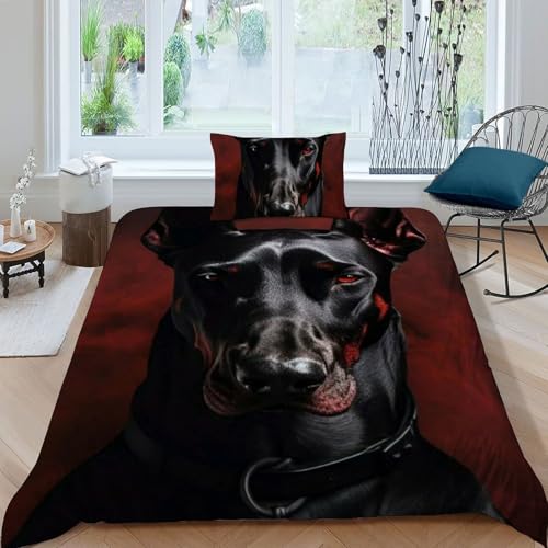 Housse de couette single avec motif caniche rouge imprimé 3D - 3