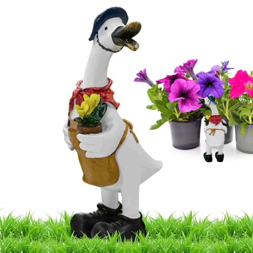 Statue de canard en résine étanche et durable pour parcs et cours extérieures