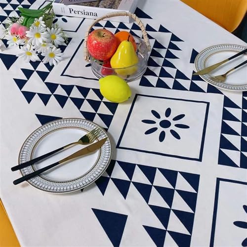 Nappe lavable rectangulaire coton lin décoration cuisine à pompons - 4