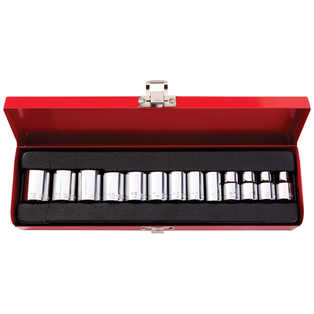 KLEIN TOOLS 3/8-Inch Drive Socket Set, Metric, 13 Pc 65506, Red - Image 4