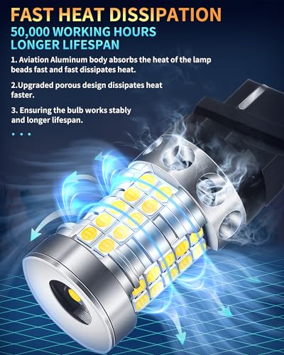 GJTIANXK 3157 LED Bulb Reverse Light 4000 Lumen Super Bright 4114 3156 3056 3057 4157 3047 4057 3457 LED Bulb Back Up Light Tail Signal Brake Parking Light DRL, 6000K White (Pack of 2) - Image 6