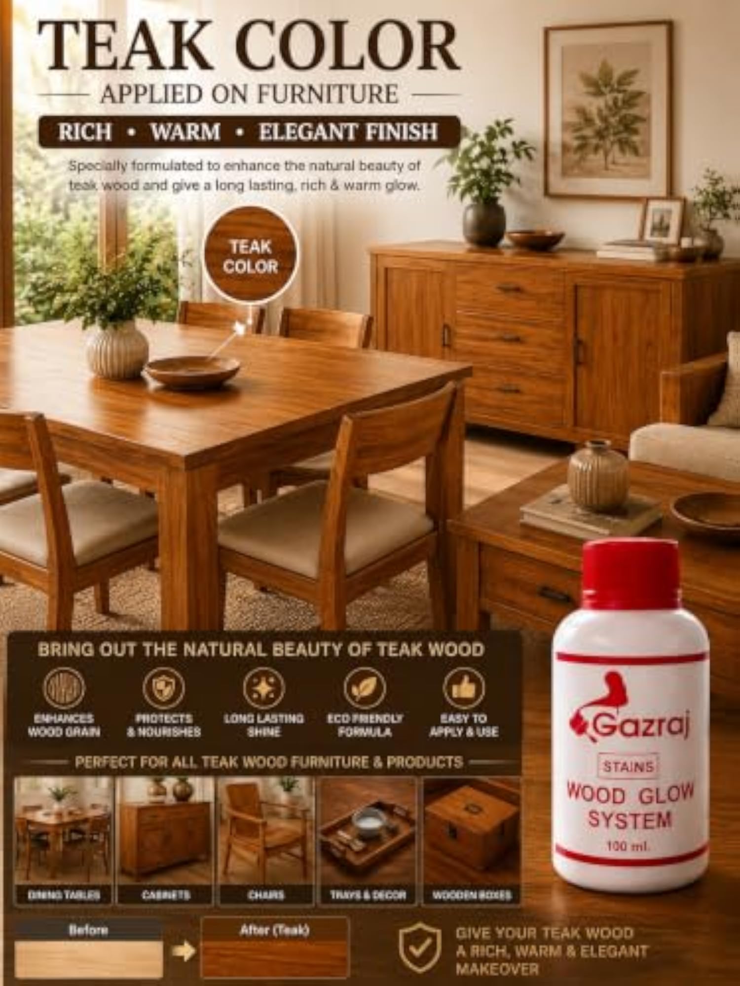 GAZRAJ Wood Glow System 100ML for Home Decor