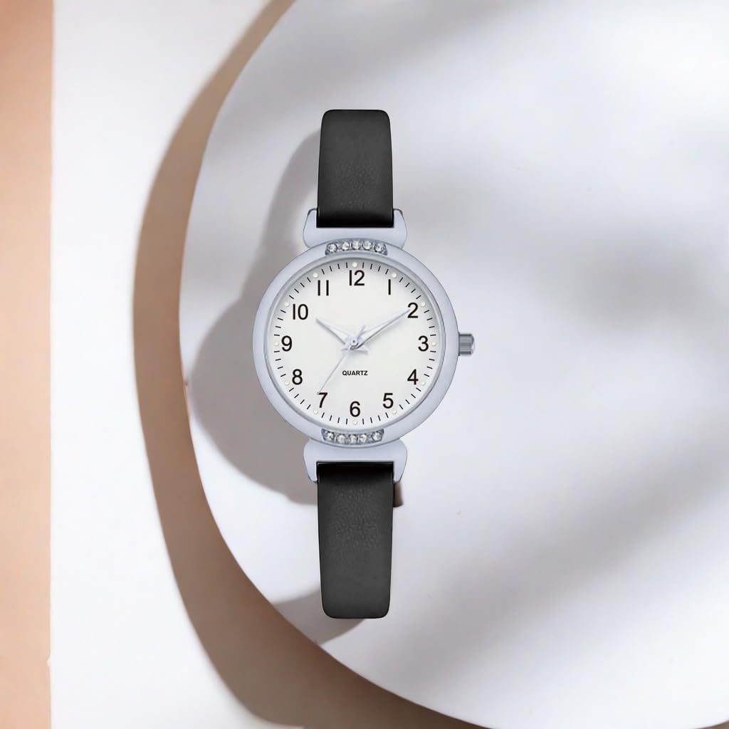 NUOVO Women's Silicone Sports Watch - Crystal Accented Leather Strap Analog Display - Image 2