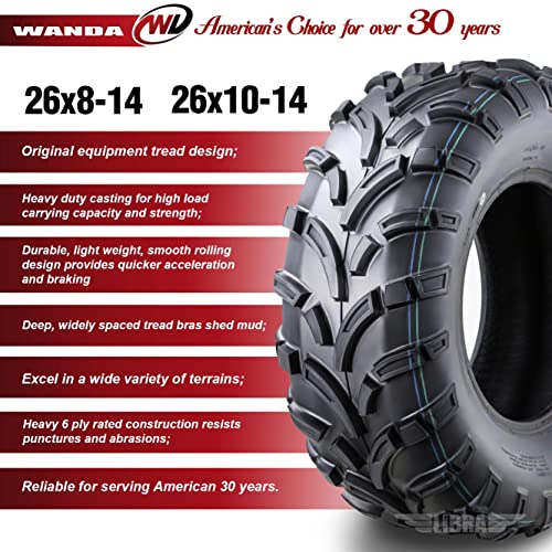 Image of WANDA Set4 ATV /UTV Tires 26x8-14 Front & 26x10-14 Rear 6PR P373-10205 /10206