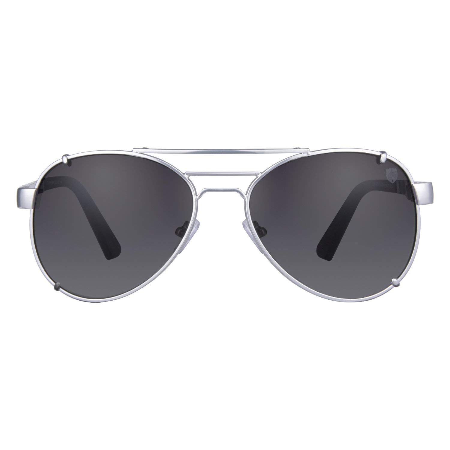 Tom Martin UV–400 Protected Sunglasses – Jules – Aviator Classic– Matte Silver (Smoke Black)-image-9