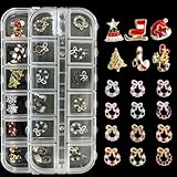 Luxueuse variété 3D : l'ensemble combine des breloques en alliage de qualité supérieure (par exemple, arbres de Noël, chapeaux, cannes de bonbon) avec d'élégants motifs de perles et de strass (par exemple, couronnes et nœuds).