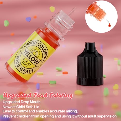 Image of Food Coloring Set for Cake Decorating Rainbow Edible Food Dye for Halloween Baking Royal Icing Cookie Supplies Gluten Free 14x12ml Food Grade Liquid Food Color Kit, 0.4 Fl. Oz /Bottles