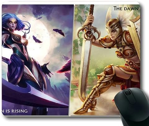 Popular Custom Designed Gaming Mouse Pad With Diana Vs Leona Wallpaper Non-Slip Neoprene Rubber Standard Size 9 Inch(220mm) X 7 Inch(180mm) X 1/8(3mm) Mousepad