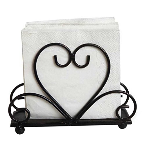 Metal Table Napkin Holder Freestanding Tissue Dispenser (Black) #TOP2