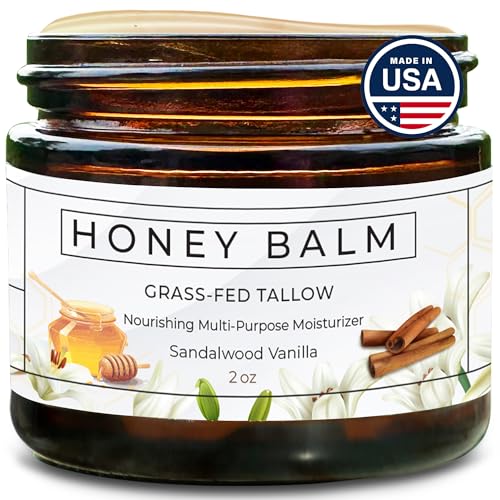 Tallow Honey Balm, Organic Body Butter, Grass-Fed Beef Tallow for...