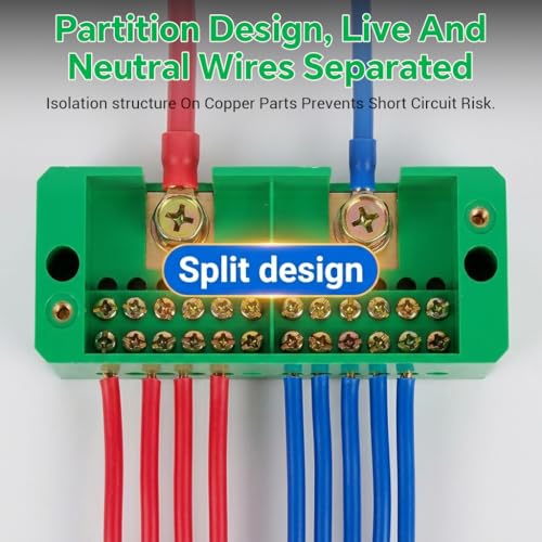 Image of Serplex Terminal Block 2 Inlet 12 Outlet Metering Box Junction Power Distribution Terminal Block Distribution Junction Box 660V 30A 40A Unipolar Terminals Box for Electrical Wiring in RV /Boat /Home
