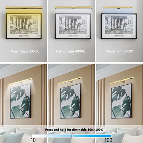 Image of Wireless Picture Light Battery Operated,19.7 inch Rechargeable Painting Light with Remote Control, Metal Art Display Lamp,3 Modes,Dimmable Dartboard Light with Timer for Dartboard Gallery