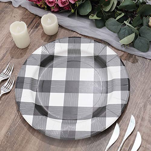 10 platos desechables redondos 13 pulg negro y blanco miniatura 1