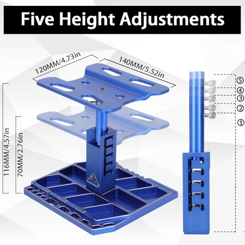 Image of RC Car Work Stand 360 Switch Rotation - 5 Levels Height Lift RC Transmitter Stand for 1 /8 1 /10 1 /12 1 /16 1 /18 RC Car TRX4 TRX4M Upgrades-Blue