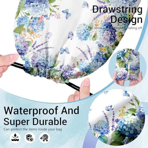 Image of Hydrangea Butterfly Gymnastics Grip Bag Small Flowers Print Drawstring Storage Pouch Bag
