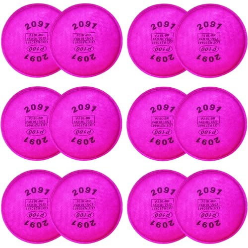 12PCS(6Pack)2091 P100 Particulate Filter Compatible with 2091, Installed on P100 Filter Retainer Replacement for 6000 6200 6800 7000 FF-4 for Against Dust Welding Woodworking