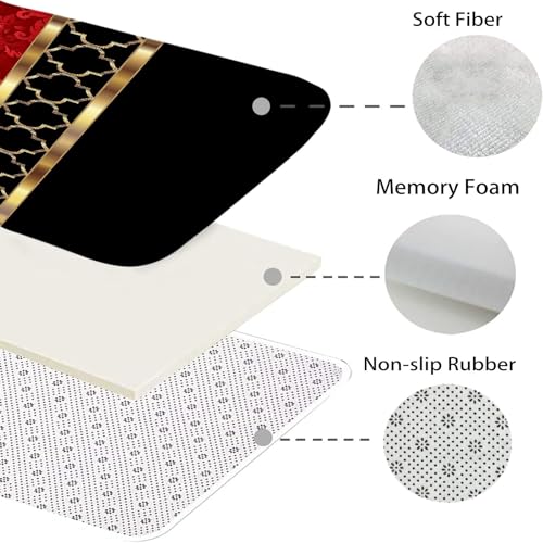Badematte Goldenes Hohlmuster Badezimmerteppich Set 3 Teilig Mikrofaser Badteppiche und WC Vorleger mit Ausschnitt Waschbar rutschfeste Badvorleger Toilette Teppich – Bild 6