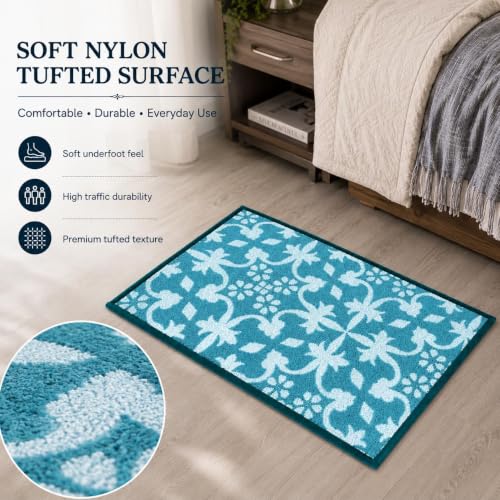 Image of Matz&More Anti Slip Multipurpose Floor Mat, 40x60cm, for Door, Entrance, Bathroom, Bedroom, Kitchen, Office, Tiles Turqoiuse