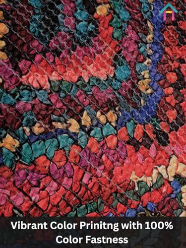 Image of HOMADORN Handmade Upcycled Sustainable Printed Rug, Dhurrie, Carpet for Living Room, Bedroom, Outdoor Decor