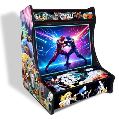 Máquina Arcade Retro Bartop 22' con Pantalla HD | 2 Jugadores | 6 Botones por Jugador | Modo Free Play o Monedero | Altavoz Integrado | Marquesina LED | Mueble Arcade Hecho a Mano