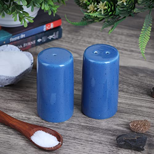 Image of QIMACPLUS Handcrafted Ceramic Salt and Pepper Shaker Set | Perfect Pour Holes for Kitchen, Dining Table, Picnic, Office, Restaurant, and Hotel | Set of 2 (SkyBlue)