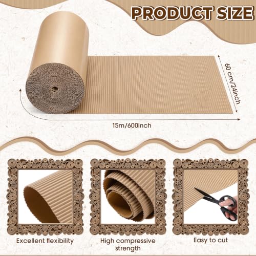 Image of MotiMind Corrugated Cardboard Roll, 24 x 600 Inch Single Face Cushioned