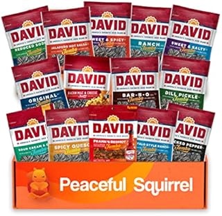 Peaceful Squirrel Variety, DAVID Sunflower Seeds jumbo Variety of 14 Flavors, Keto Friendly, On-The-Go Snack, 5.25 Ounce