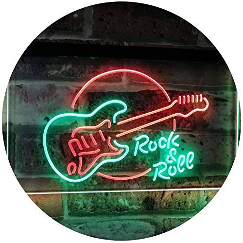 Advpro Rock & Roll Electric Guitar Band Room Music Dual Color Led Neon Sign Green & Red 12" X 8.5" St6S32-I2303-Gr #TOP12