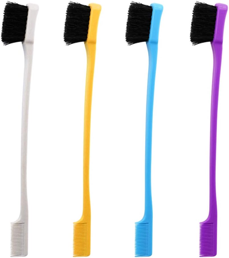 Nexxxi 4 Packs Double Sided Hair Brush Comb Eyebrow Brush for Natural Hair