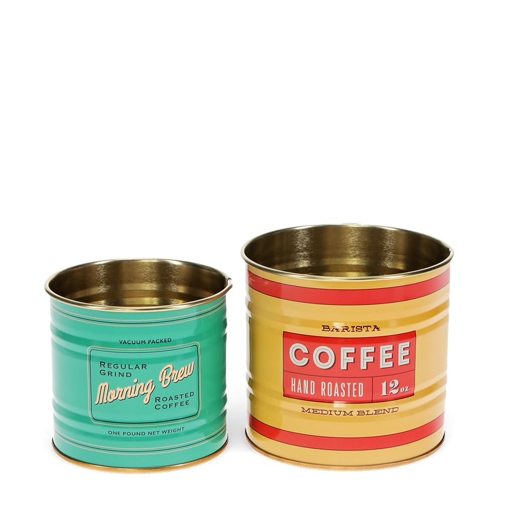 Rex London Storage Tin Set — Snack Tin Can Storage | Vintage Storage Tins | Retro Kitchen Accessories Decorative Tin | Tin Storage For Kitchen | Retro Decor Vintage Tin | Stackable Metal Tins