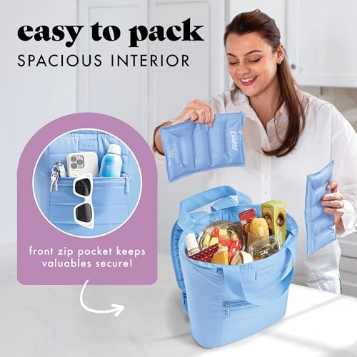 Image of Fit & Fresh Mari Cooler Backpack for Women, Insulated Leakproof Soft Cooler Bag (12 Can), Lunch Tote, Beach Cooler, Lightweight Travel Picnic Tote, Cornflower