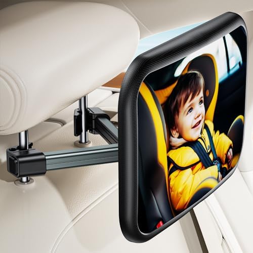 Baby Rear Seat Mirror with Metal Clip, 100 Shatterproof & 360