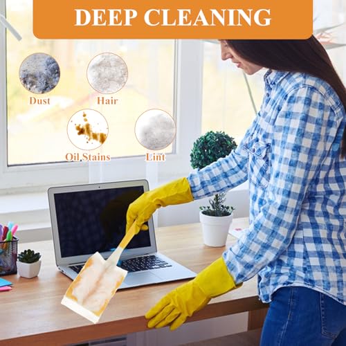 Image of 100 PCS Orange Heavy Duty Duster Refills for Swiffer Dusters Refill 180 Degree Extendable Duster With Adjustable Handle Disposable Dusters for Cleaning Blinds,Ceiling Fans(100 Count+ 2 Handle)