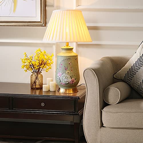 Lámpara de mesa cerámica con pantalla de lino beige miniatura 4