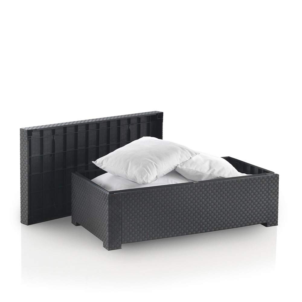 Shaf - Diva | Baul Almacenaje Exterior para Muebles de Jardin - Arcon Exterior Jardin con Almacenaje | Fabricado en España con Materiales Reciclados - Color Grafito
