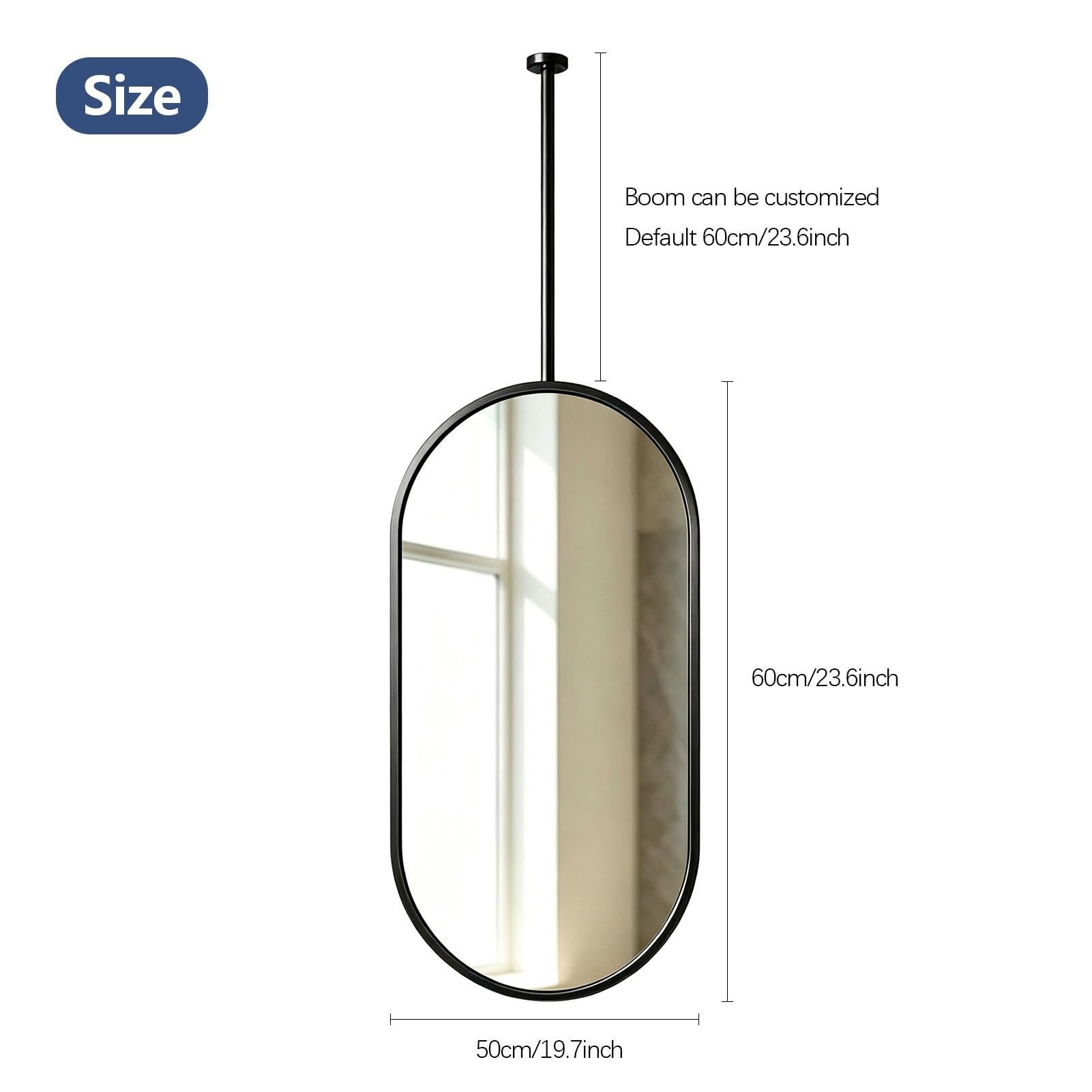 Specchio da bagno cromato ovale, specchio decorativo appeso al soffitto